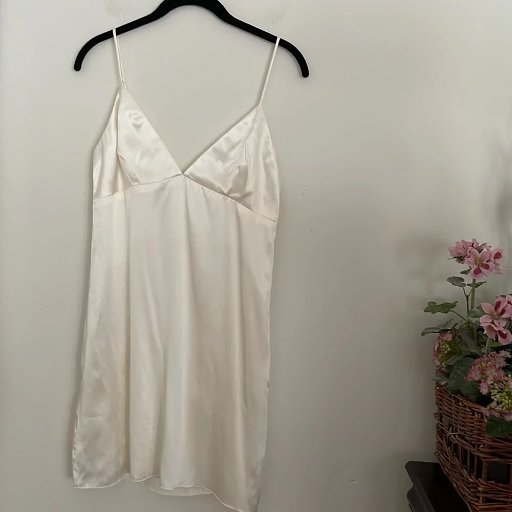 Elegant Cream Silky Slip Dress